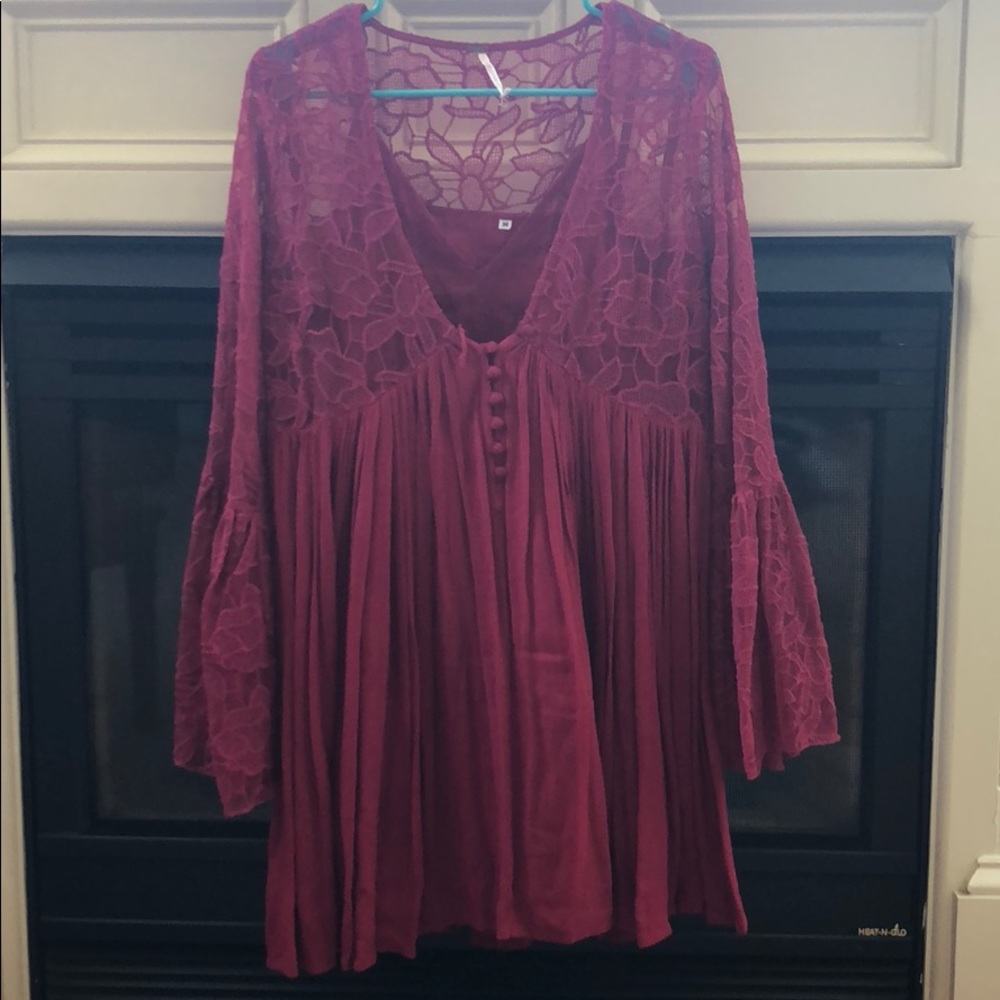 Red free people evening dress